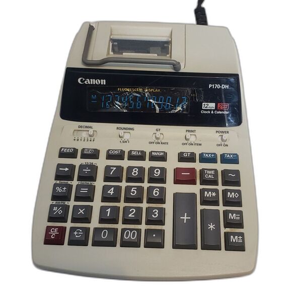 Canon P170-DH-3 12-Digit Desktop Printing Calculator with Clock NEW - Picture 5 of 5